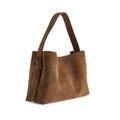 Borsa a secchiello Valstrend in pelle scamosciata con tracolla regolabile e fibbia decorativa, design speciale e stile moderno.