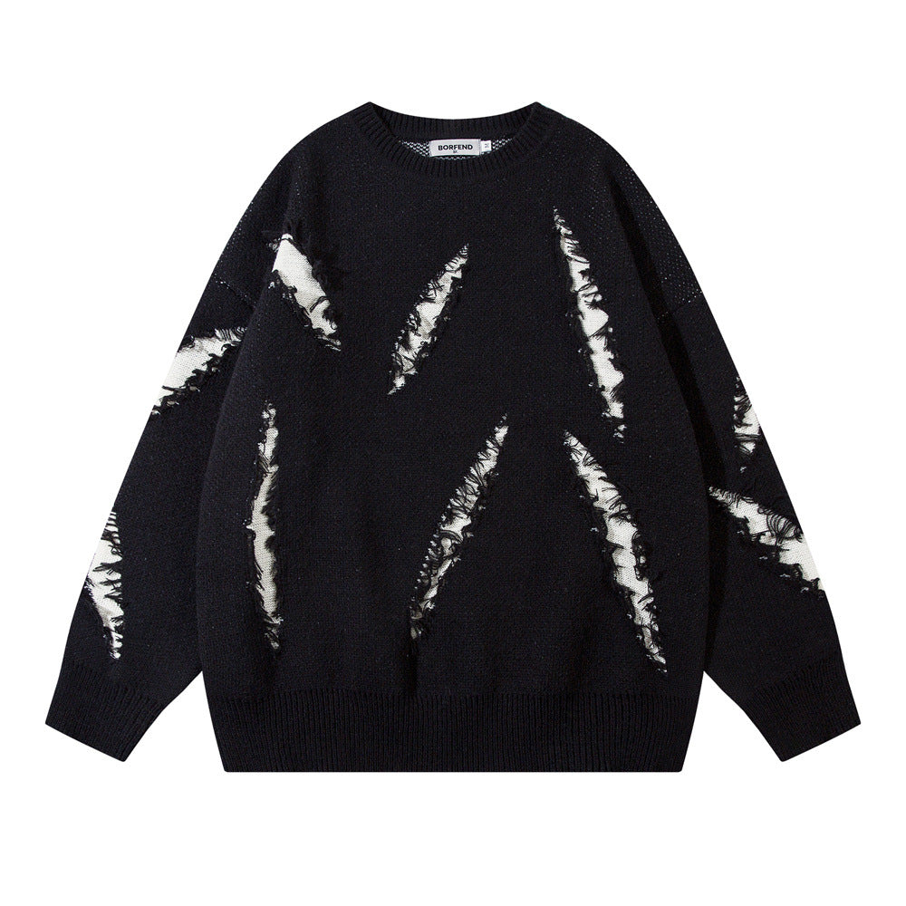 Maglione rotondo da uomo Valstrend con stampa a forma di barba di gatto, stile fashion e danno di look casual e originale.