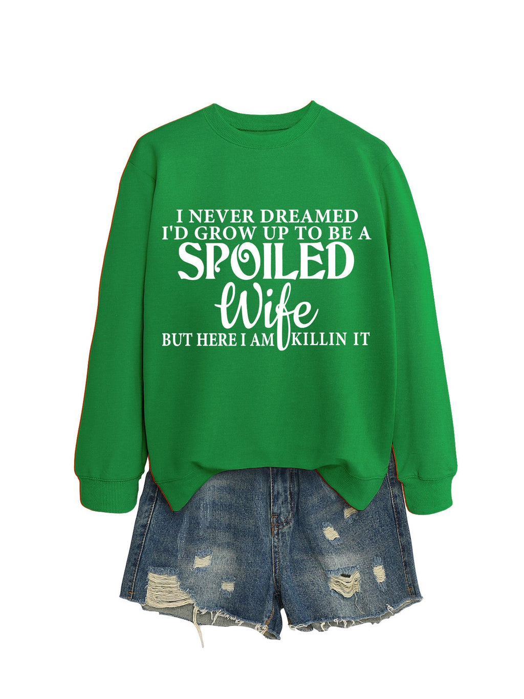 Felpa casual con stampa di lettere, girocollo, donna, marca Valstrend, morbida e comoda, vista frontale.