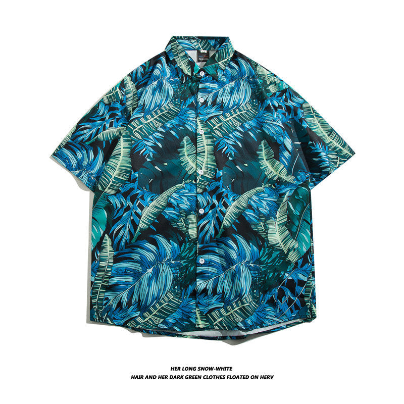 Camicia vintage da uomo Valstrend con maniche corte, tessuto morbido e stile retrò, visibile in primo piano nell'immagine.