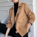 Cappotto in lana doppio strato in stile coreano di Valstrend, caldo e morbido con dettagli in cashmere.