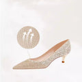 Scarpe da donna Valstrend Champagne dorate per matrimonio, eleganti e comode per autunno e inverno, con dettagli raffinati.