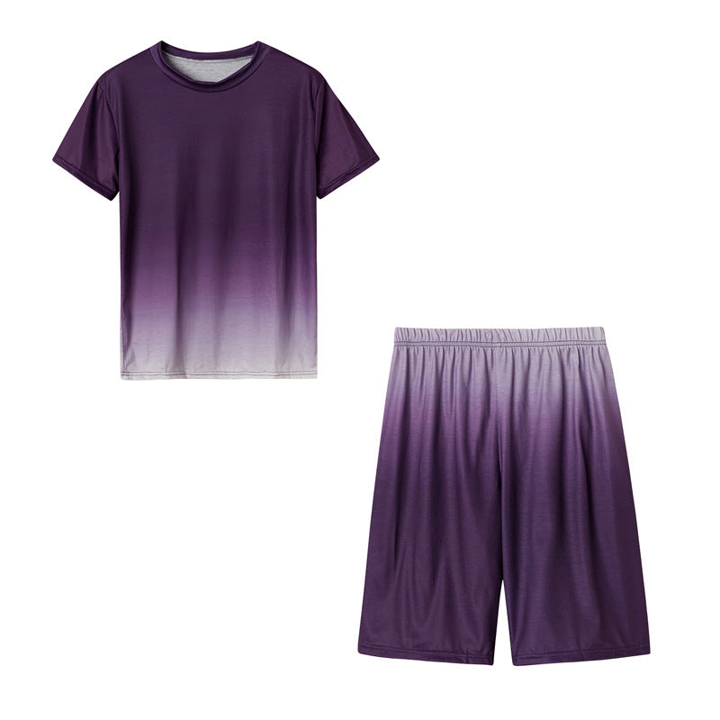 Completo pantaloncini corti a due pezzi in stile europeo e americano, con design a sfumature, marca Valstrend.