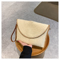 Borsa di paglia artigianale di Valstrend Shop, cesto intrecciato in stile beach con manici in corda, perfetta per la spiaggia.
