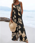 Women's Casual Fashion Printing Suspender Pants