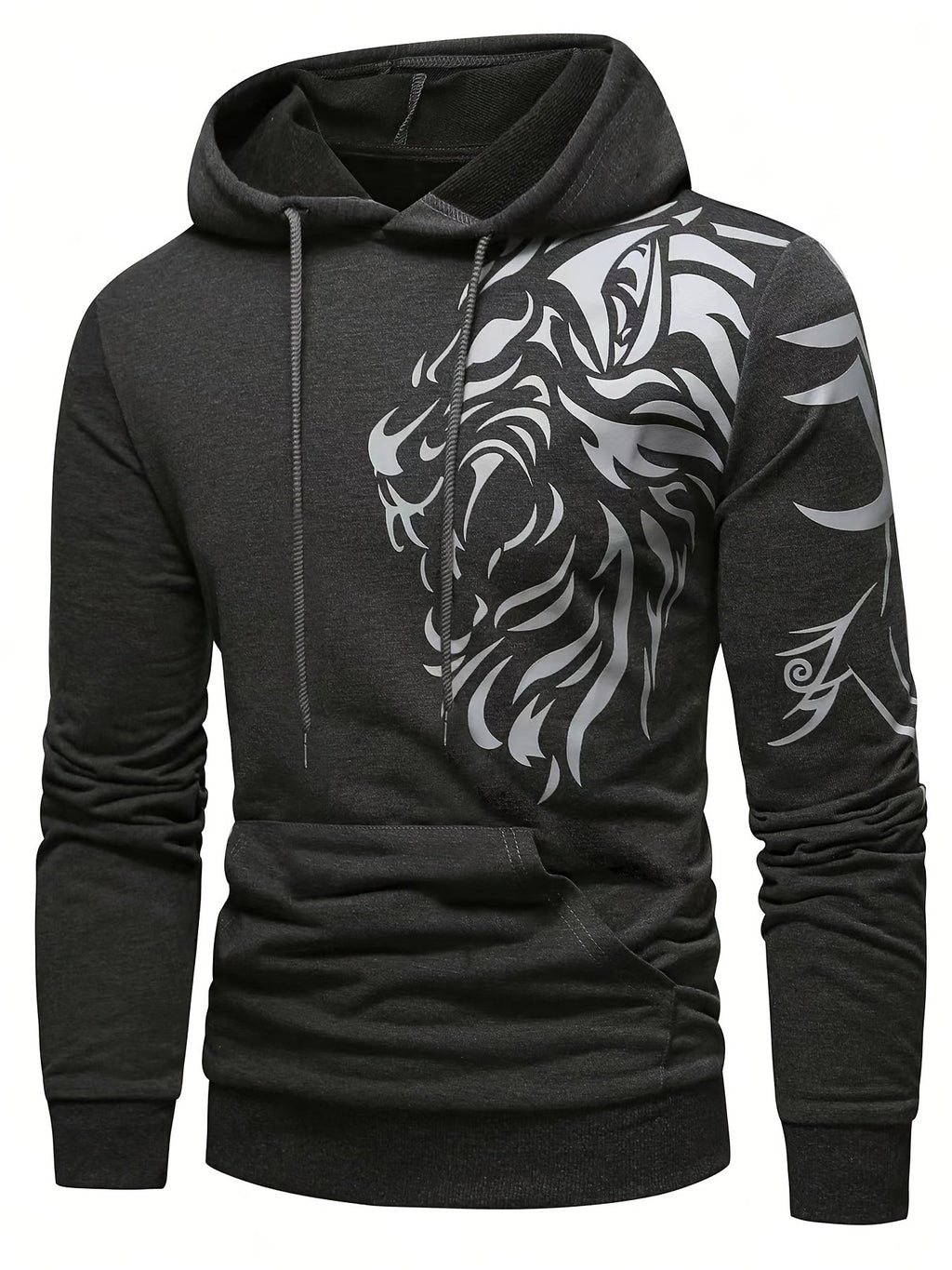 Stylish Animal Pattern Print Hoodie For Men, Comfy Long Sleeve Sweatshirt With Hood, Lightweight Breathable Top For Spring/Autumn Wear