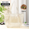 Borsa da spiaggia portatile Valstrend con scomparto sandwich, ideale per viaggi, colore blu con design a griglia.