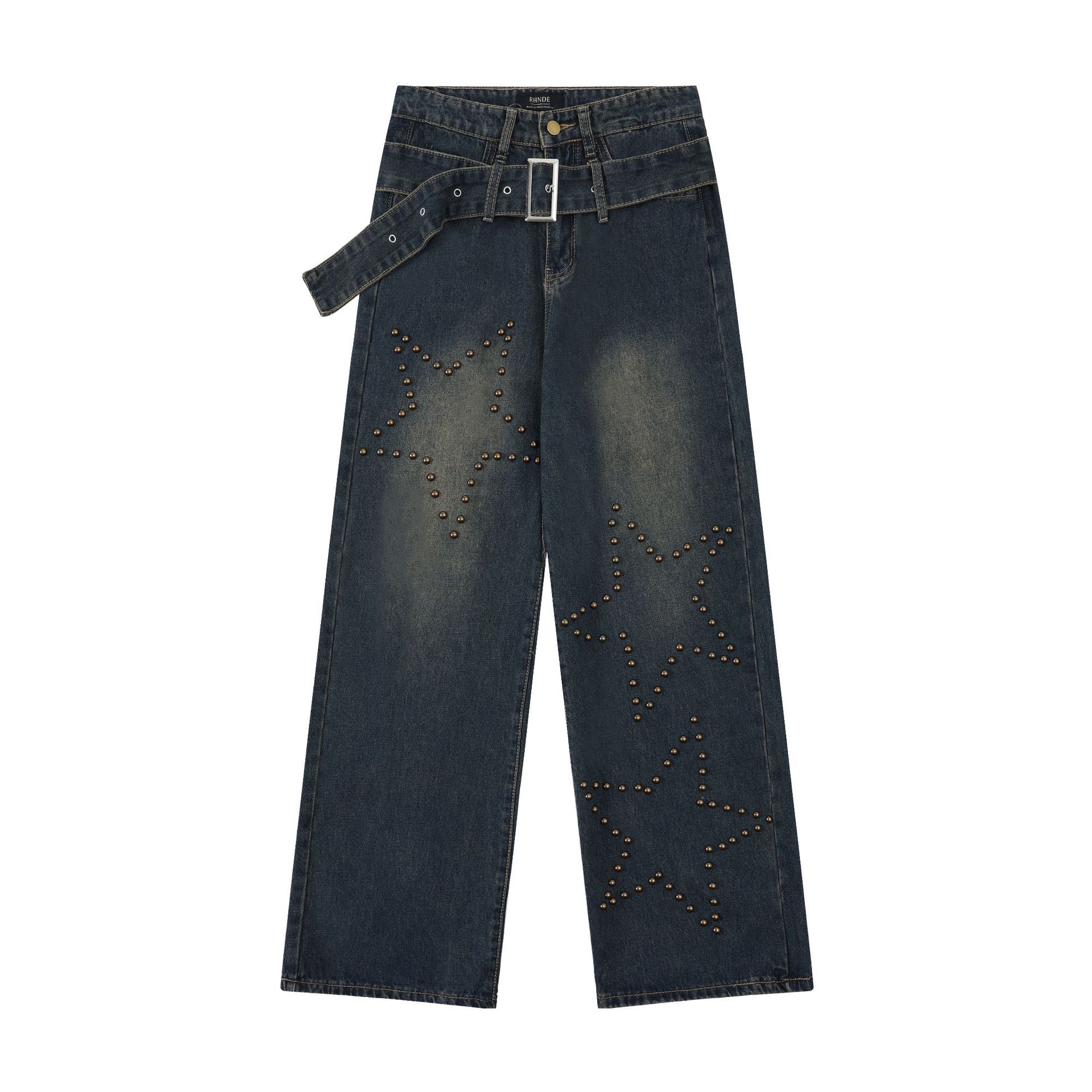 Jeans donna a gamba dritta Valstrend, lavati e usurati, stile casual con dettagli di lavaggio e tessuto denim.