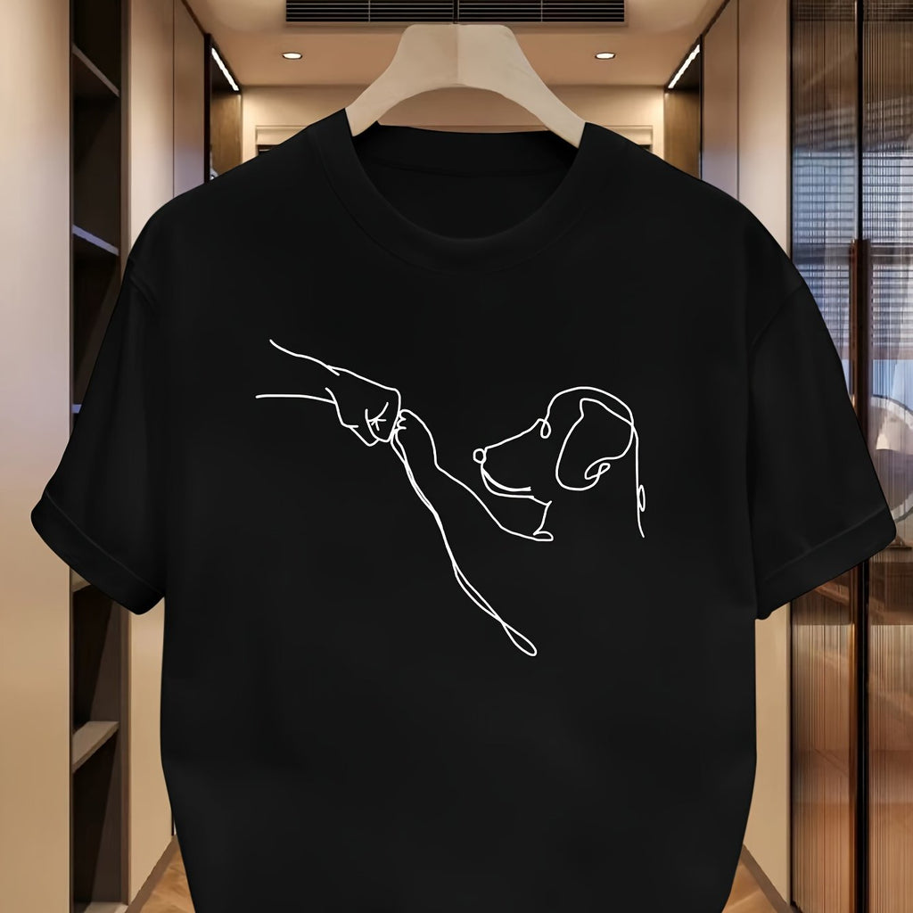 T-shirt da uomo Valstrend con stampa cane, maniche corte, scollo rotondo, vestibilità regolare, ideale per primavera ed estate.
