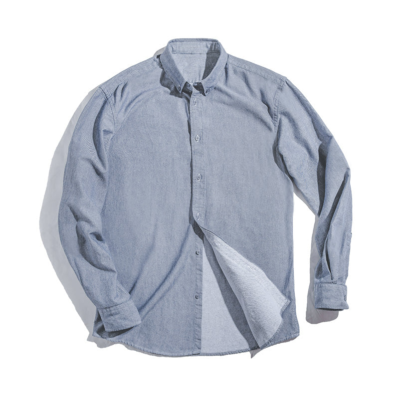 Camicia da uomo Valstrend in tessuto Oxford vintage, casual e outdoor, con finitura spazzolata, ideale per primavera.