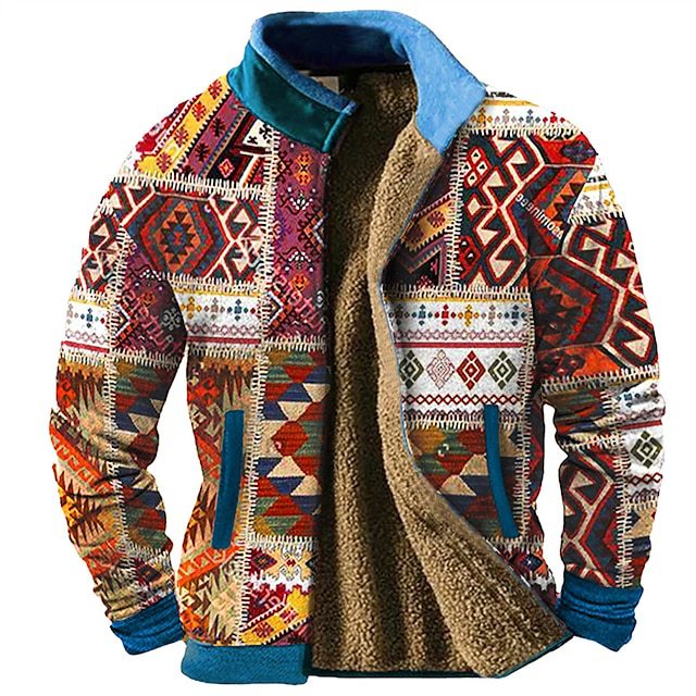 Giacca casual stampata con motivo patchwork autunnale e invernale, uomo, stampa 3D, Valstrend shop