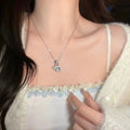 Mint Crystal Sugar Water Blue Zircon Necklace For Women