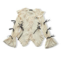 Camicia vintage Valstrend con maniche a sbuffo ricamate in jacquard con fiocco e dettagli eleganti.