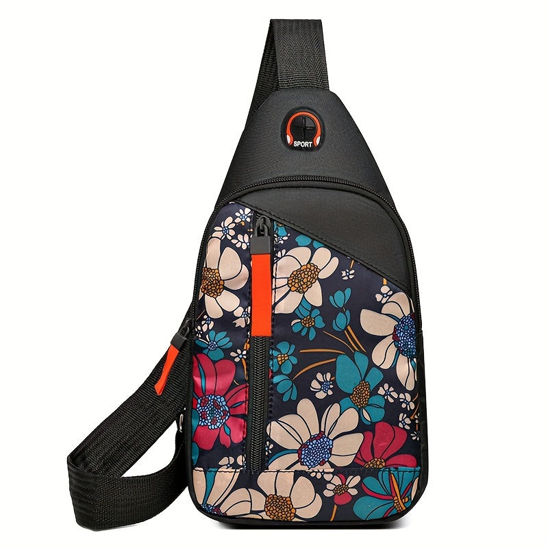 Borsa a tracolla in tela oxford con stampa casual per uomo, tracolla regolabile, adatta per uscite, marca Valstrend shop