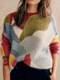Maglione da donna Valstrend, pullover elegante con collo rotondo in tessuto morbido e di colore neutro.