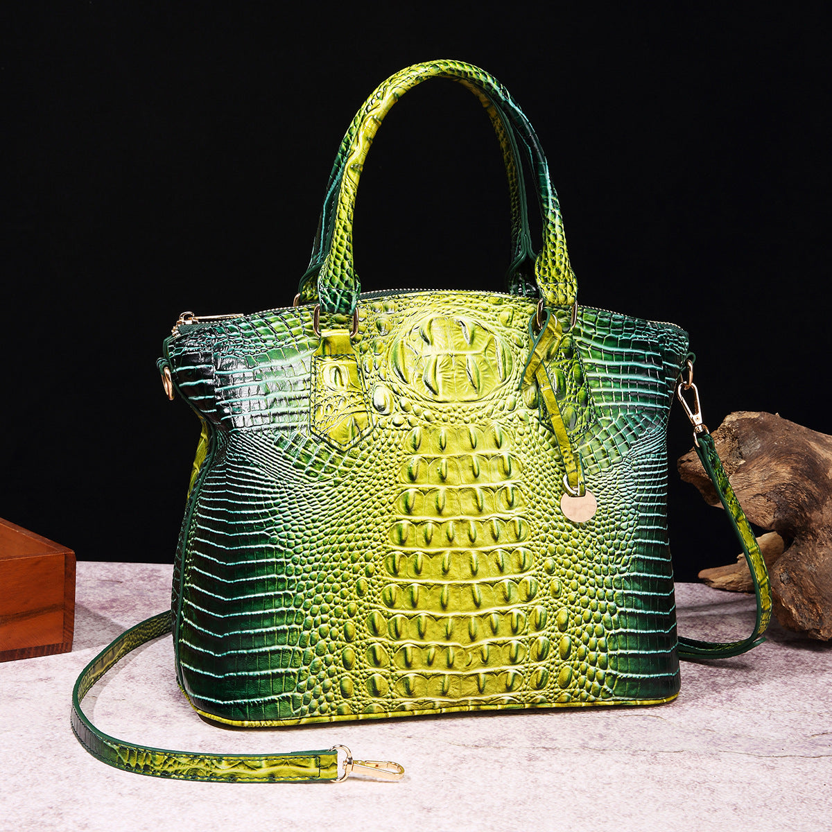 Borsa a tracolla femminile Valstrend con motivo rettile retrò, portatile e spaziosa, in stile elegante e pratico.