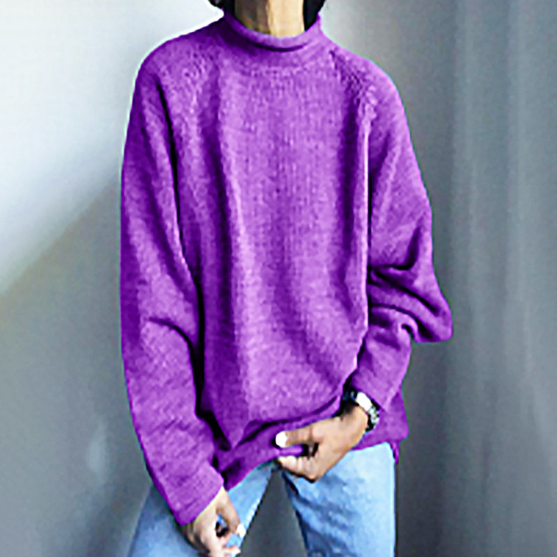Solid Color Pullover Loose Casual Sweater