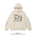American Retro Washed Distressed Cartoon Letter Print Sweater