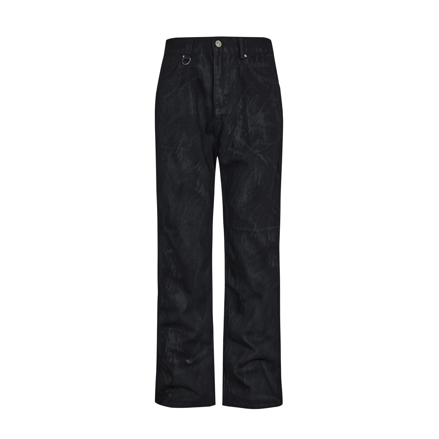 Handheld Brush Distressed Straight Jeans