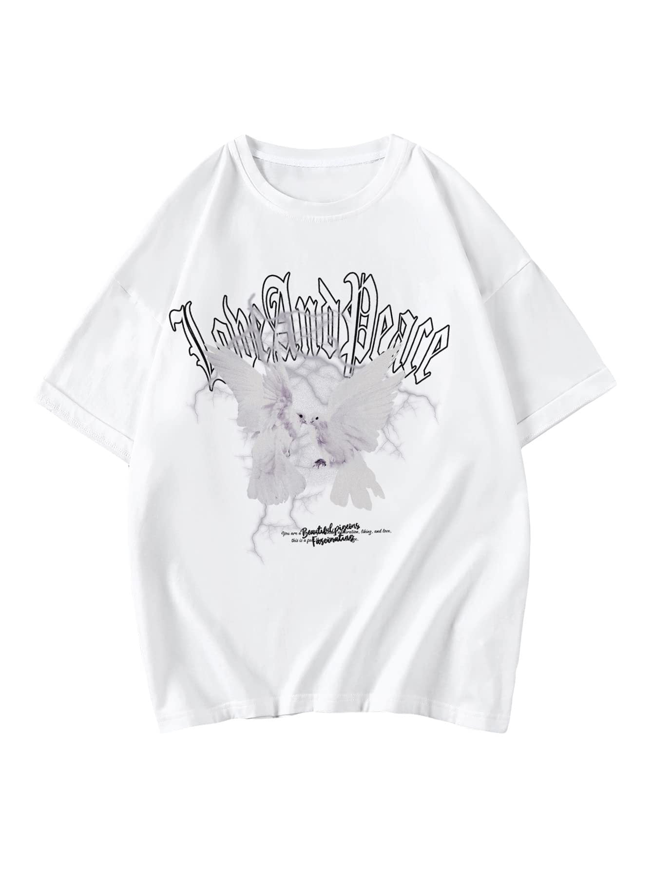 T-shirt donna Valstrend con maniche corte, stampa letterale e motivo casual, collo rotondo e vestibilità morbida.