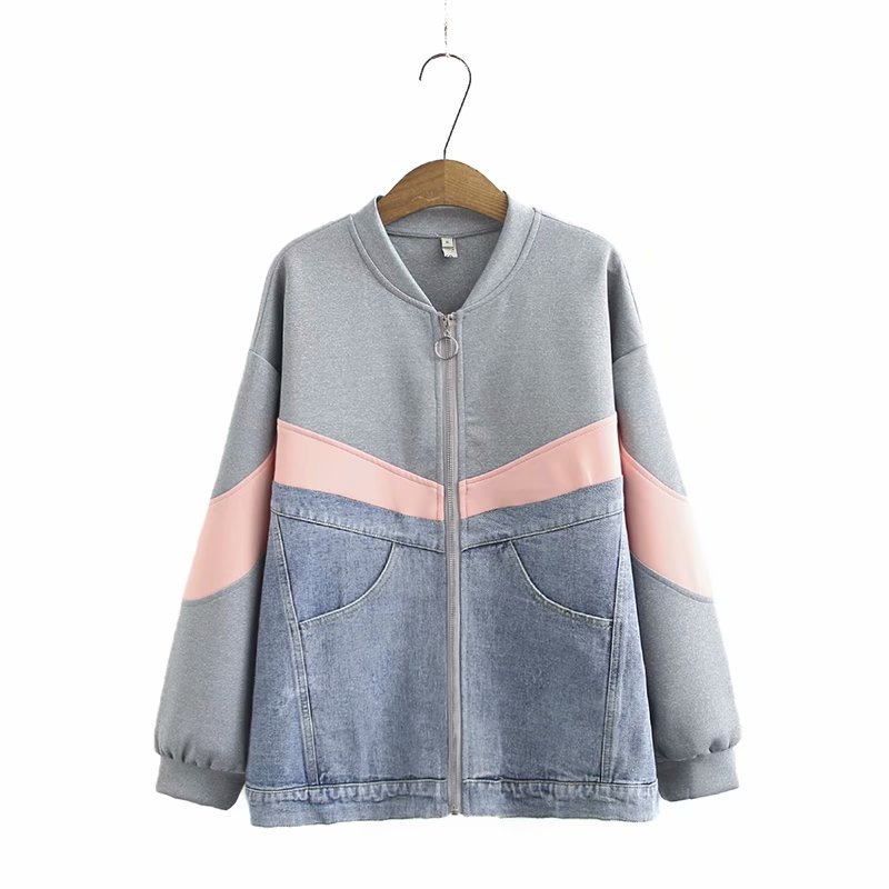 Giacca donna in denim casual Valstrend, stile normale con tasche frontali e colletto, vestibilità comoda e tessuto resistente