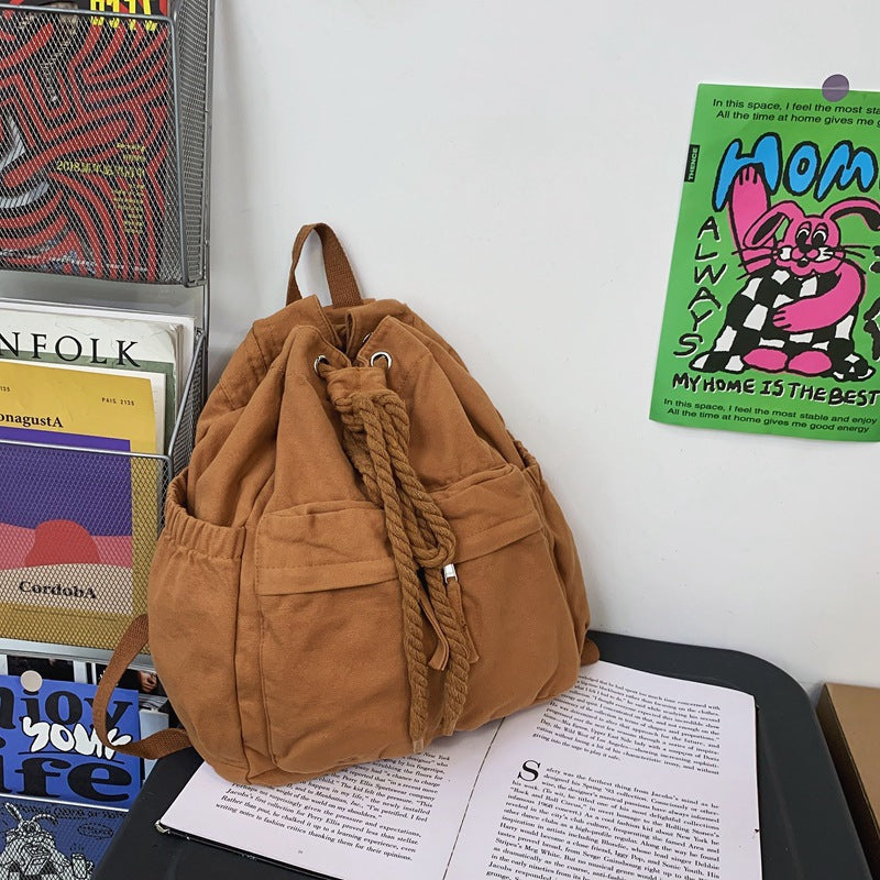 Zaino in tela Valstrend, grande capacità, con coulisse, ideale per viaggi e trasportare computer, stile semplice e pratico.