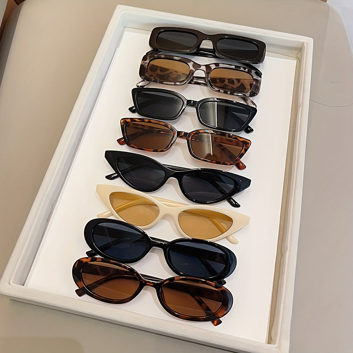 8pcs Women's Fashion Fashion Glasses Set - Retro & Trendy, Anti-Glare Lenses for Beach, Outdoor Events & Street Style