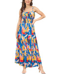 Vestito da donna senza maniche con spalline sottili e pieghe, perfetto per la spiaggia, marca Valstrend shop.