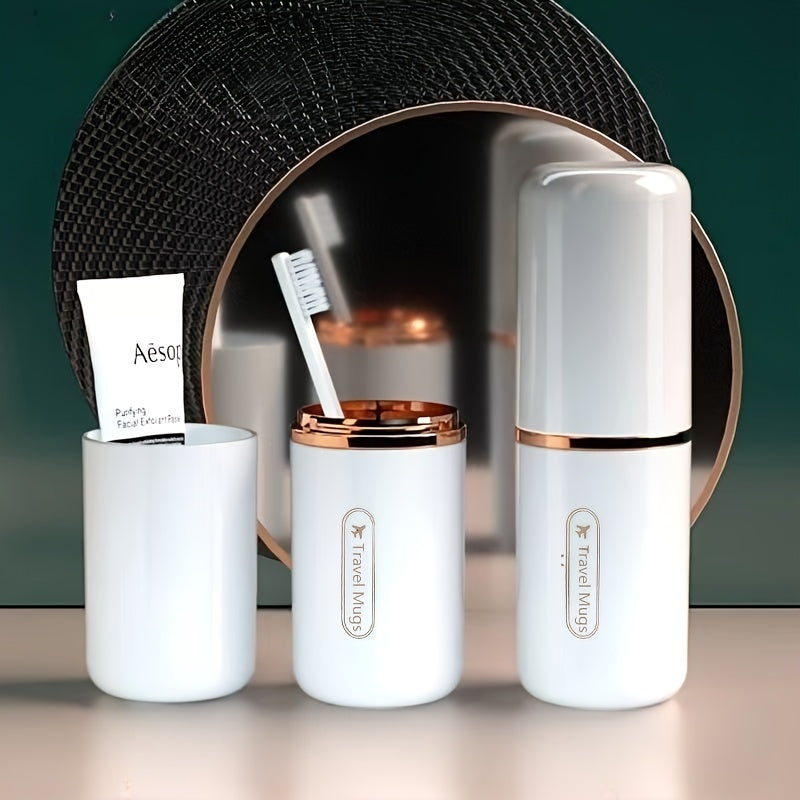 Set di astucci per spazzolini da viaggio Valstrend, portatile ed elegante con bicchiere, contenitore con coperchio per viaggi.