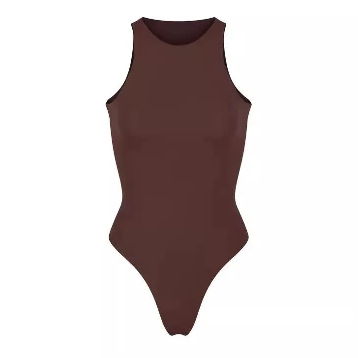 Gilet senza maniche a tinta unita per donna, vestibilità aderente e alta elasticità, in tessuto morbido e confortevole.