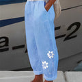 Cotton And Linen Vintage Printed Straight Pocket Casual Pants