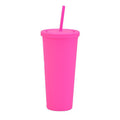 Double Layer Plastic Solid Color Simple Straw Cup