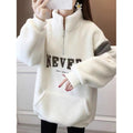 Maglione imbottito in velluto spesso invernale da donna Valstrend, con lettere ricamate e stile caldo e elegante.
