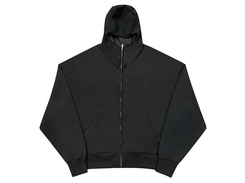 Loose Casual Hoodie Sweater Mask Zipper Distressed Cardigan