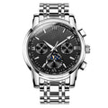 Orologio da uomo waterproof luminose Valstrend, quadrante in vetro, cinturino in silicone nero, dettagli luminosi, stile moderno