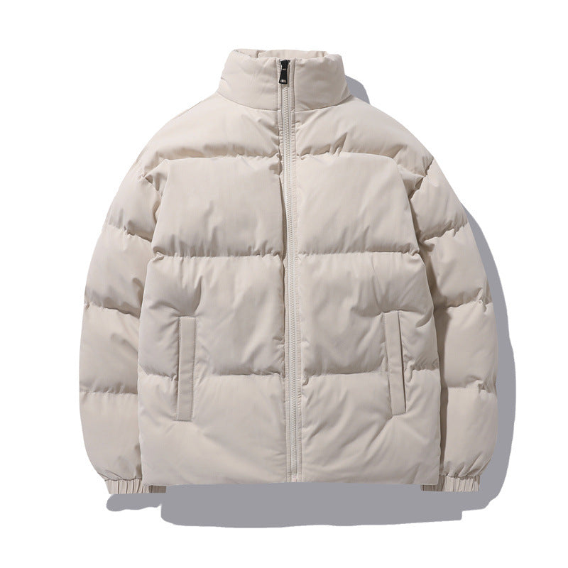 Cappotto in cotone con colletto a piedi e design a blocchi di colore, stile Bread Suit di Valstrend Shop.