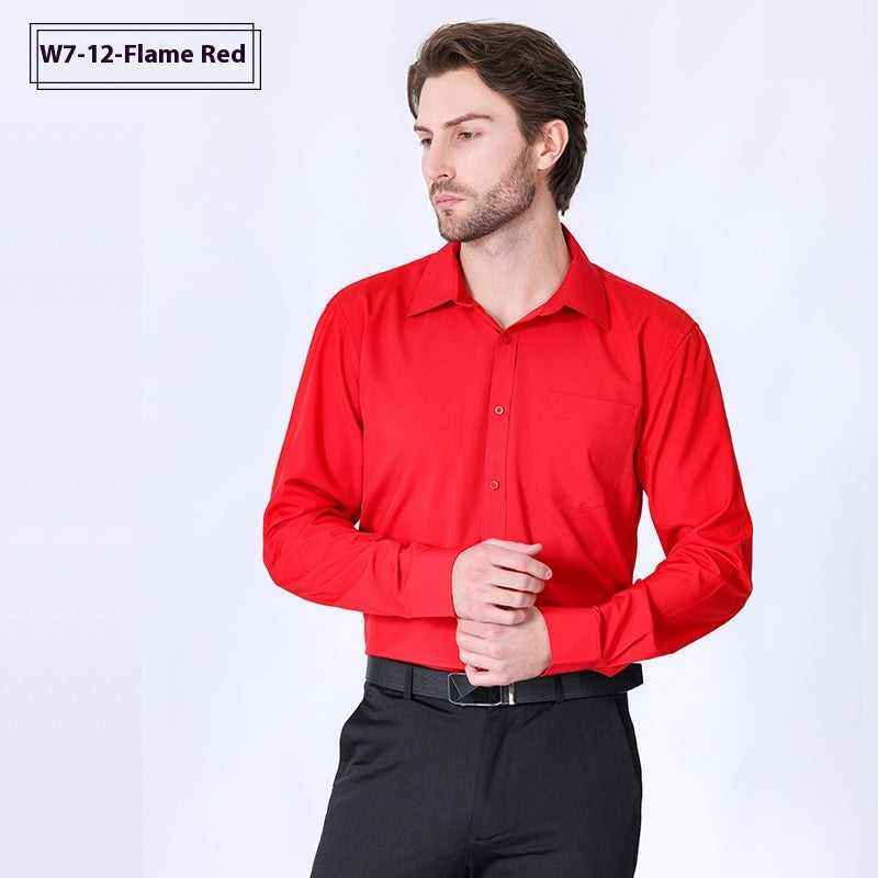 Camicia da uomo Valstrend minimalista, professionale, elasticizzata, a maniche lunghe, senza stiratura, stile business di alta qualità