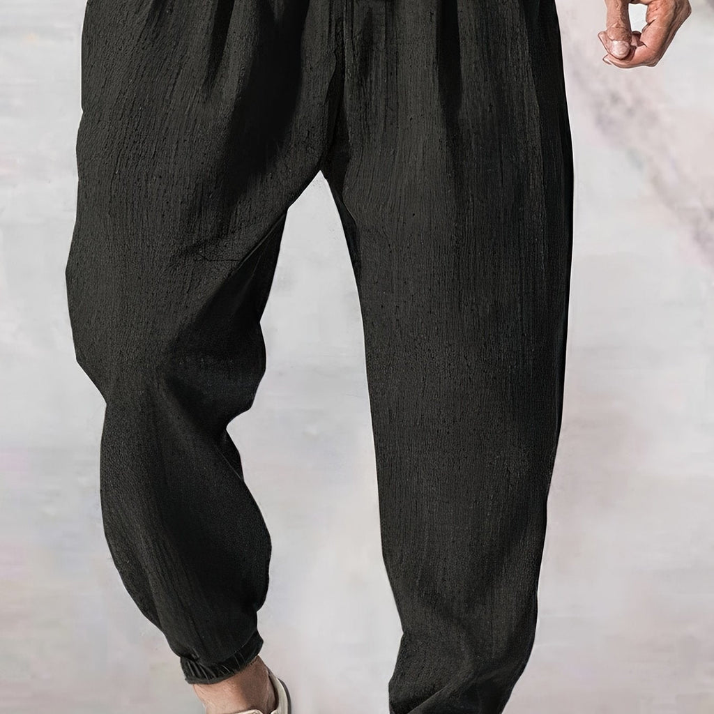 Joggers uomo Valstrend in tessuto lavato e strappato, pantaloni casual a vita bassa con tasche e cintura con coulisse.