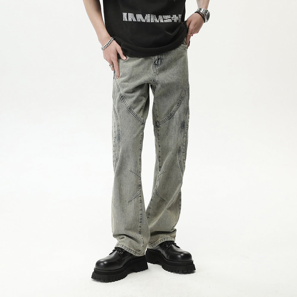Jeans casual dritti e larghi Valstrend shop da uomo, tessuto pesante e non elastico, vestibilità comoda e stile casual.