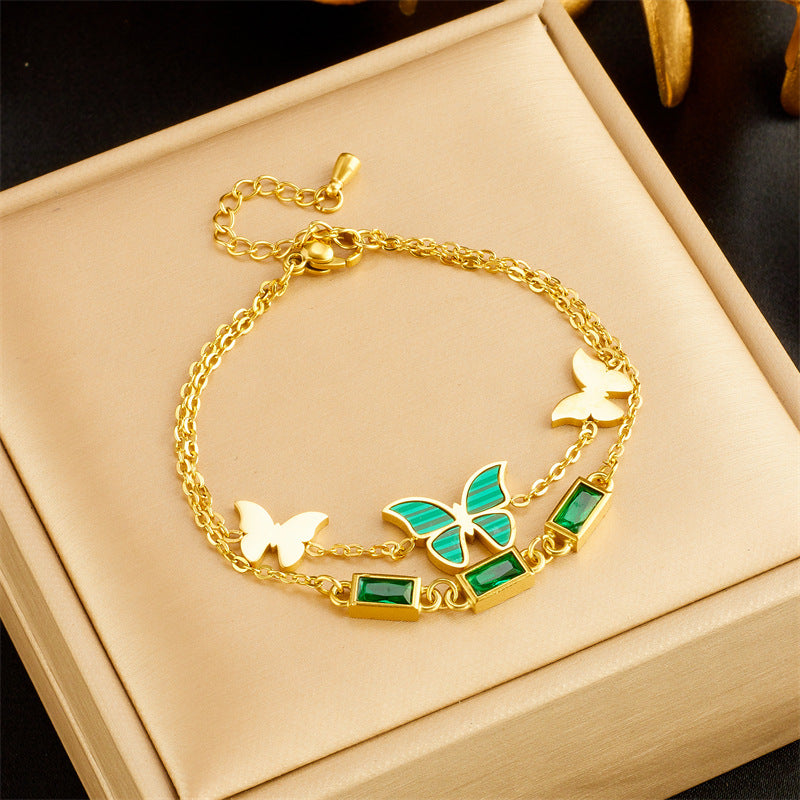 Bracciale Valstrend elegante a doppio strato con farfalla in stile europeo, semplice e versatile, accessorio alla moda.