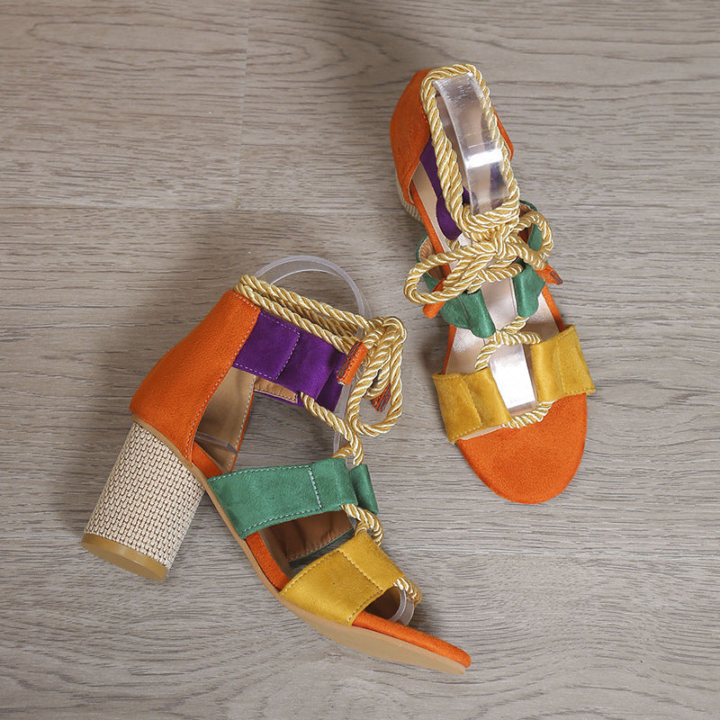 Sandali con tacco chunky per donna Valstrend, cinturino regolabile e suola antiscivolo, stile elegante e comodo