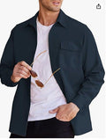 Camicia da uomo a maniche lunghe Valstrend in tessuto pesante, dettaglio visibile e stile casual elegante.