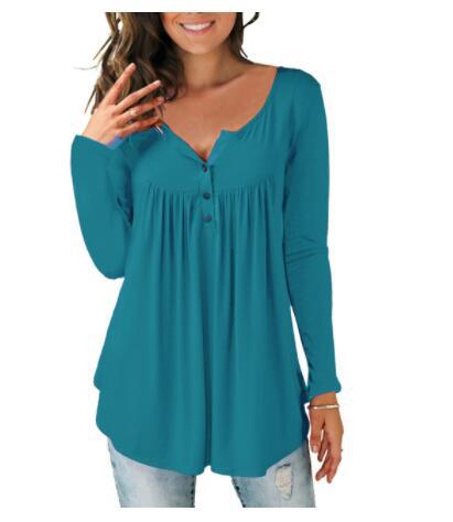 Women's Printed Plus Size Deep V Pullover T-shirt