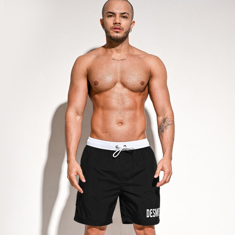 Pantaloncini da bagno casual da uomo Valstrend, con colore solido e cinque punti, ideali per il nuoto e il tempo libero.