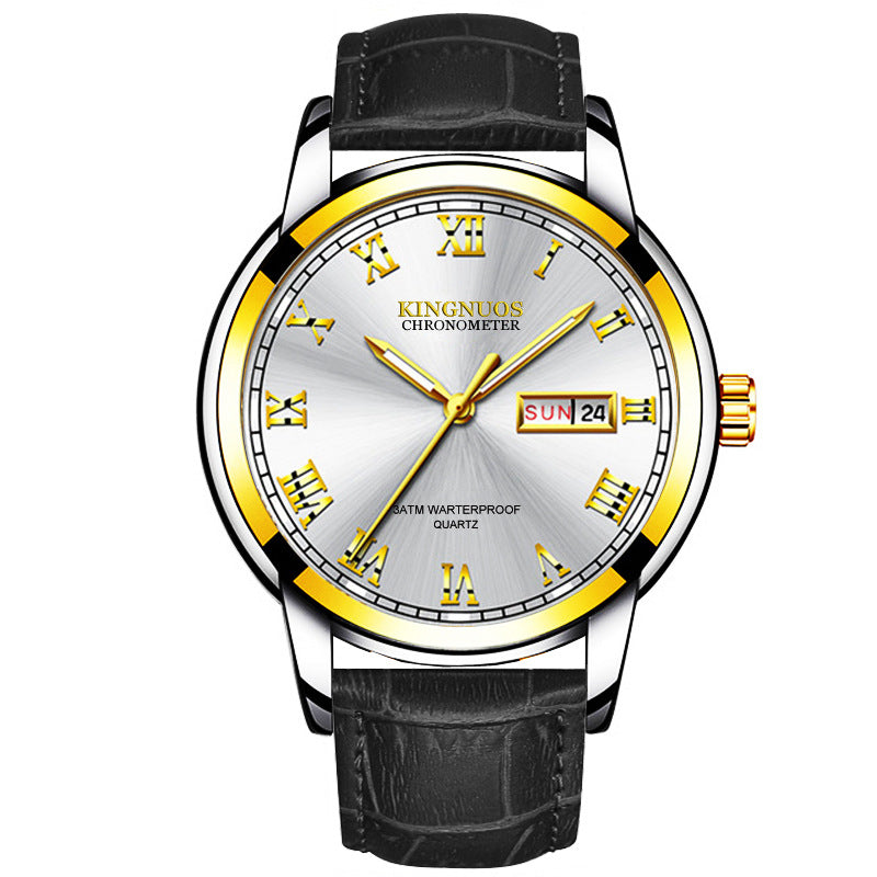Orologio da polso Valstrend con cinturino in acciaio, calendario doppio e design elegante per uso business e quotidiano.
