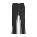 Jeans Valstrend shop washed distressed con cuciture contrasto, effetto wax, leggermente svasati e stile casual.