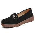 Scarpe da donna stile britannico Valstrend, scarpe flat eleganti con dettagli classici in pelle nera.