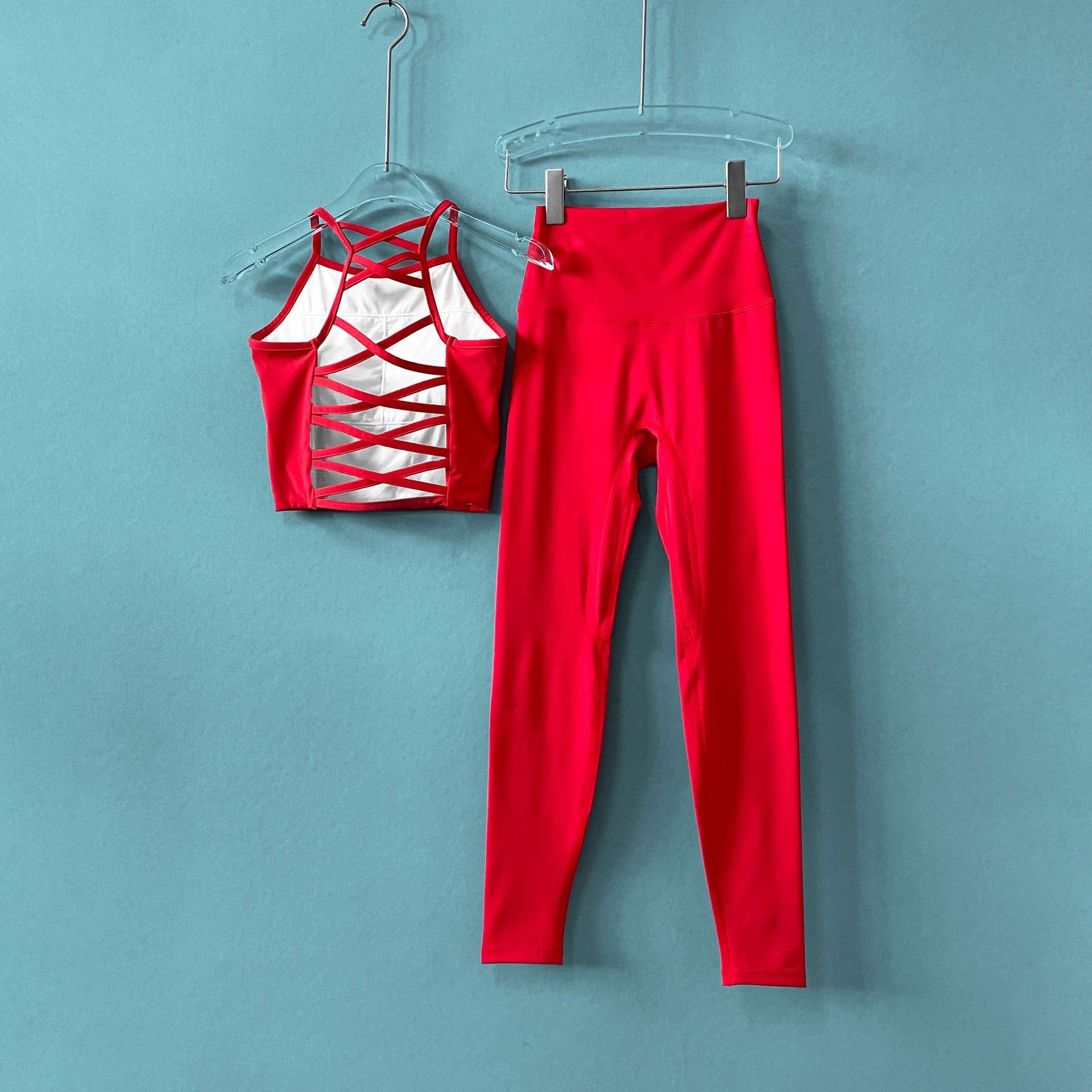 Pantaloni yoga slim a tinta unita Valstrend, antishock, elasticizzati, ideali per fitness e allenamento professionale.