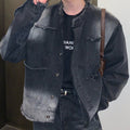 Men's Retro Washed Distressed Frayed Hem Denim Jacket