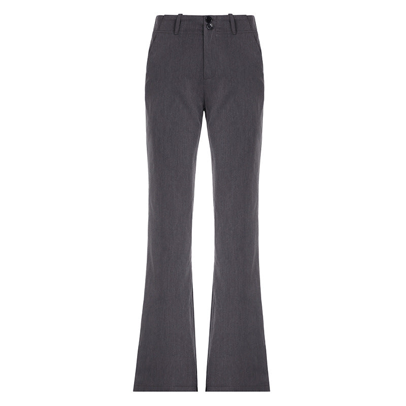 Pantaloni da donna Valstrend in stile minimalista a vita bassa e gamba dritta, tessuto elegante e taglio moderno.
